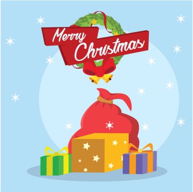 Noel hediyesi banner illüstrasyon tasarımı