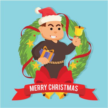 Piskopos Noel Noel çelenk içinde hediyesi ile