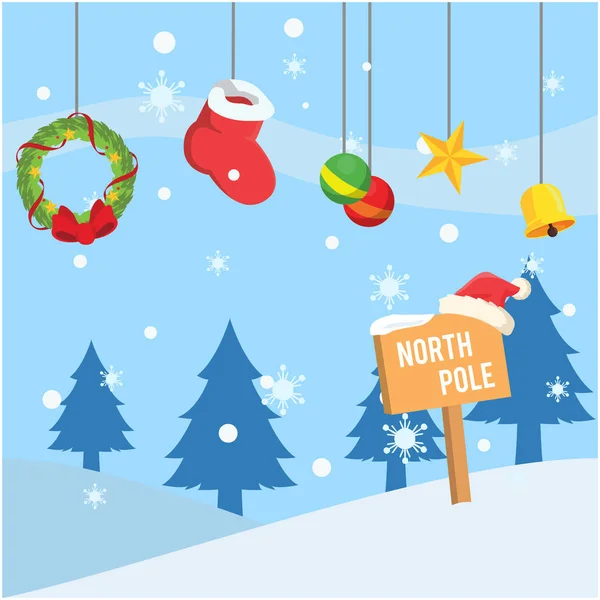Βόρειο πόλο χριστουγεννιάτικο δέντρο διακόσμηση — Διανυσματικό Αρχείο