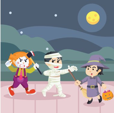 Cadılar Bayramı eylem illüstrasyon tasarımı