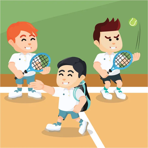 Jugador de tenis en interior — Vector de stock