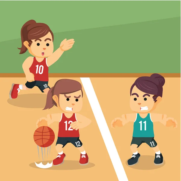 Kvinnliga basket konkurrerande illustration design — Stock vektor