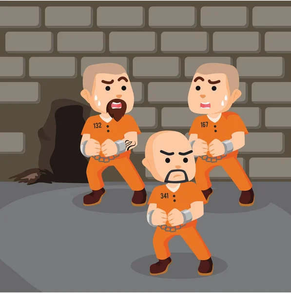 Grupo de convictos tratando de escapar — Vector de stock