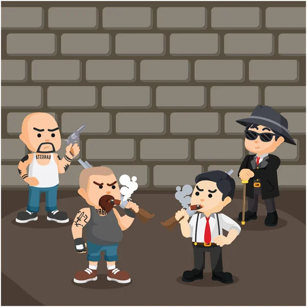 Thug fighting with mafia — Stock Vector