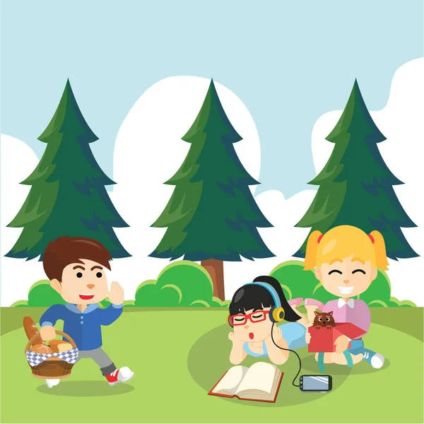 Picknick met vrienden afbeelding ontwerp — Stockvector