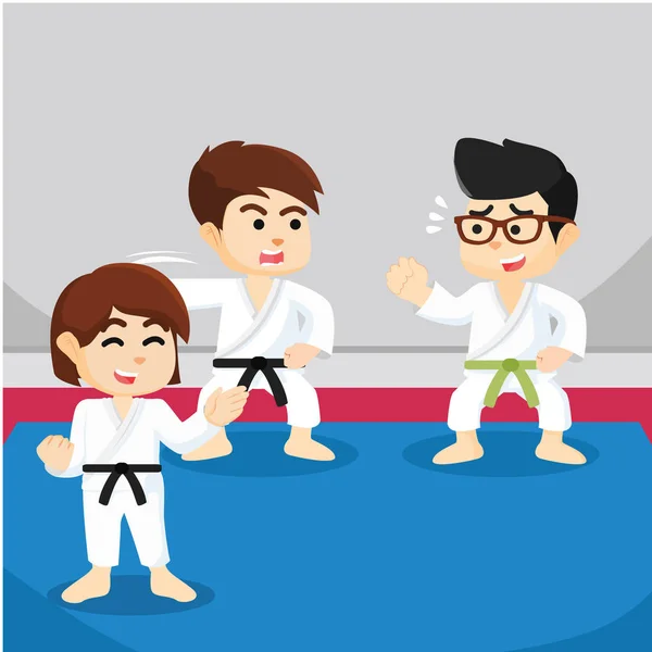 Junge lernen Karate Illustration Design — Stockvektor