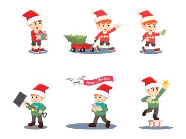 çocuk ve adam Noel çizgi film seti
