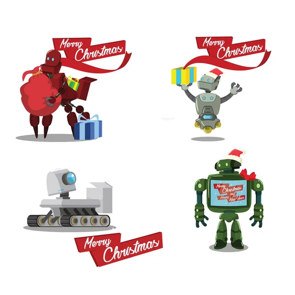 Cristmas robot cartoon set — Stock Vector