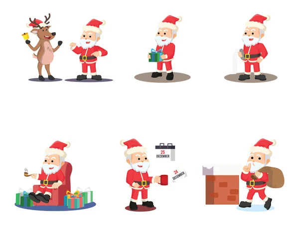 Zestaw 4 kreskówki Santa — Wektor stockowy