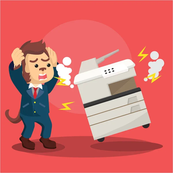 Monkey business panic because broken photocopy machine — Stock Vector