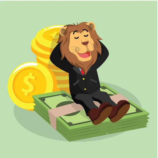 Entreprise lion pose sur l'argent — Image vectorielle