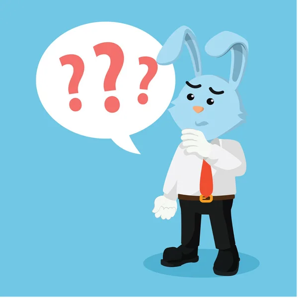 Business rabbit with question marks — Stock Vector