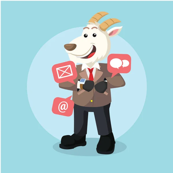 Obchodní koza pijímat e-mail od chytré hodinky — Stockový vektor