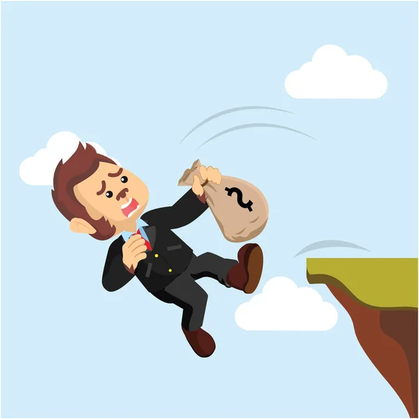 Business monkey falling from cliff — Stock Vector