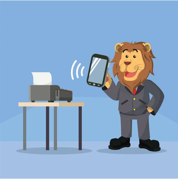 Business lion smartphone dispositivo di pagamento mobile — Vettoriale Stock