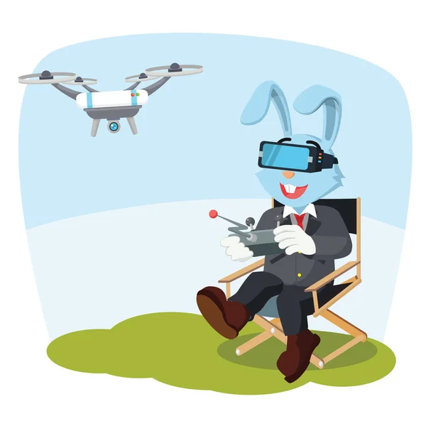 Królik biznes gra drone z wirtualnej rzeczywistości — Wektor stockowy