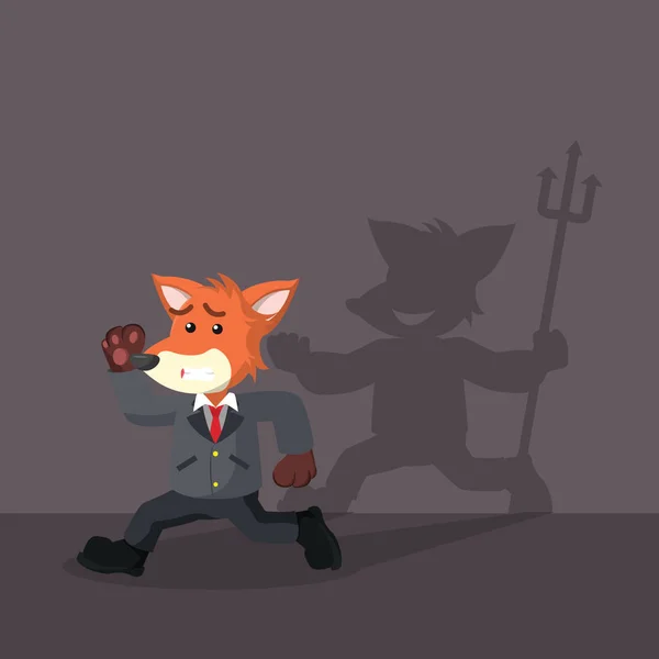 Obchodní fox z jeho stínu ďábel — Stockový vektor