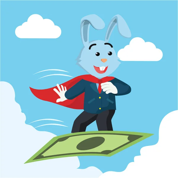 Negócio coelho herói surf dinheiro — Vetor de Stock