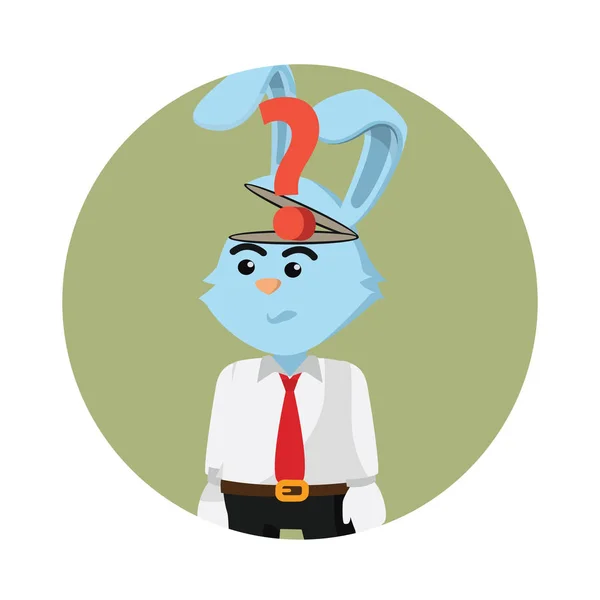 Negocio conejo signo de interrogación de la cabeza — Vector de stock