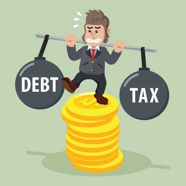 Бізнес горила балансування між боргом і податком — стоковий вектор