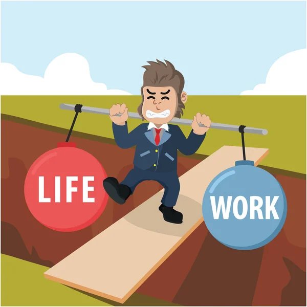 生活と仕事のバランス ビジネス ゴリラ — ストックベクタ