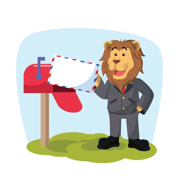 Enveloppe d'exploitation de lion d'affaires — Image vectorielle