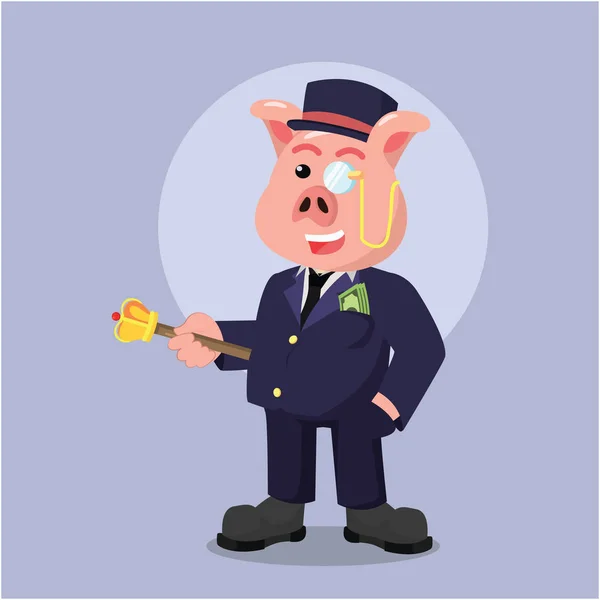 Fat rich pig illustration design — Stock Vector