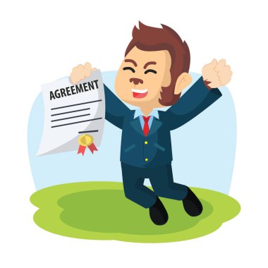 iş maymun atlama ve anlaşma kağıt tutan