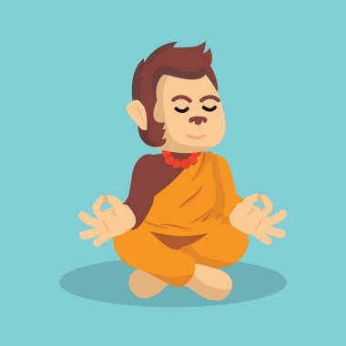 çizimde tasarım meditasyon monk maymun