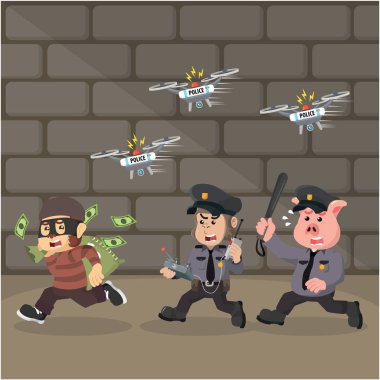 Polis hayvan dron maymunla hırsız kovalama