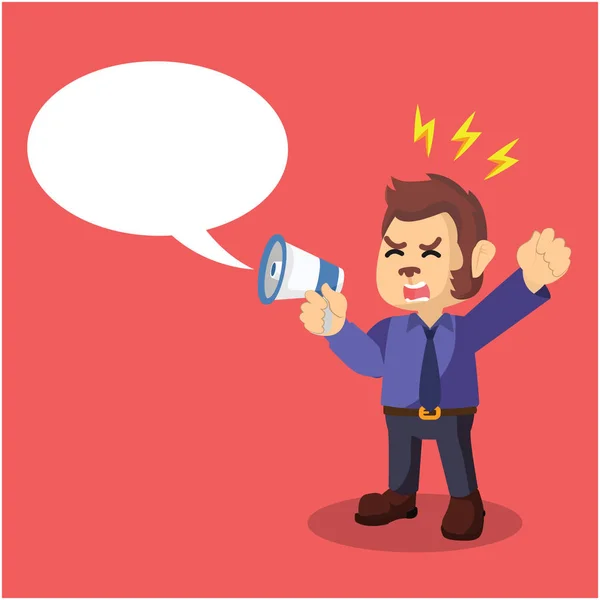 Business monkey yelling with megaphone and call out — Stock Vector