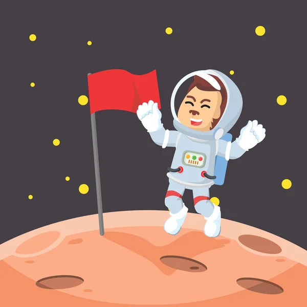 Astronaut putting flag on moon — Stock Vector