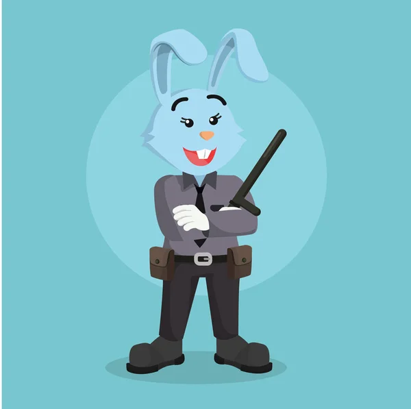 Kadın polis tavşan illüstrasyon tasarımı — Stok Vektör
