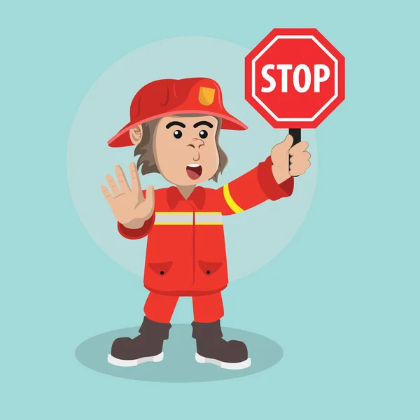 Gorilla firefighter stop warning — Stock Vector