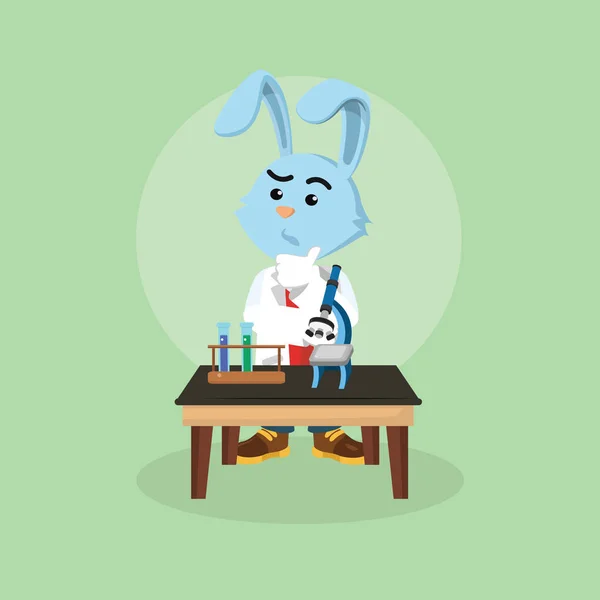 テーブルの前にウサギの科学者 — ストックベクタ