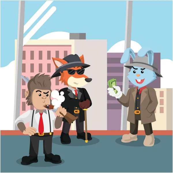 Mafia animal haciendo negocios — Vector de stock