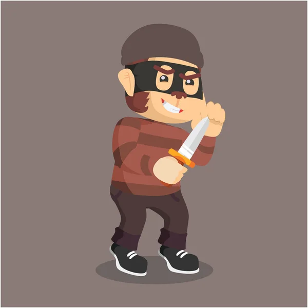 Thief monkey with knife — Stock Vector