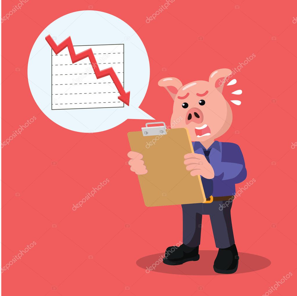 business pig with decrease reportment