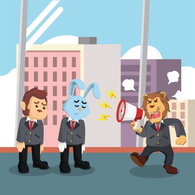 Onun çalışan bağırıyor iş aslan