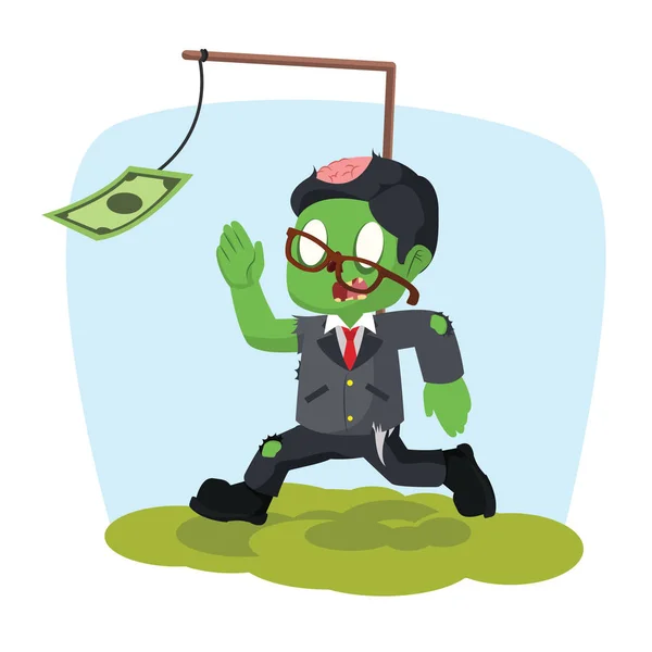 Зомби бизнесмен, мотивированный деньгами — стоковый вектор