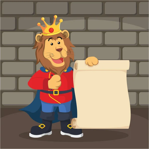 Príncipe leão com um rolo de papel — Vetor de Stock