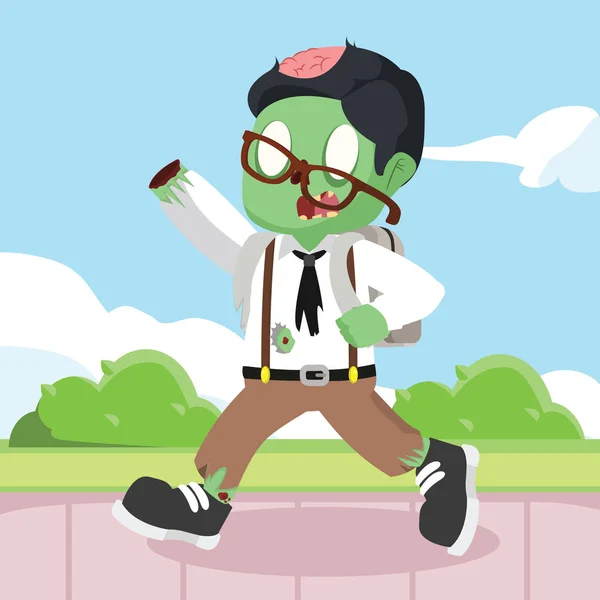 Zombie going to school — Stock Vector