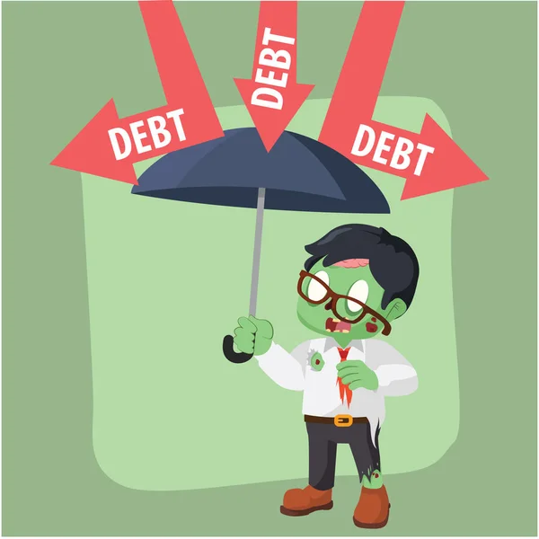 Zombie podnikatel z dluhu — Stockový vektor
