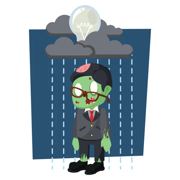 Zombi üzletember a az eső izzó — Stock Vector