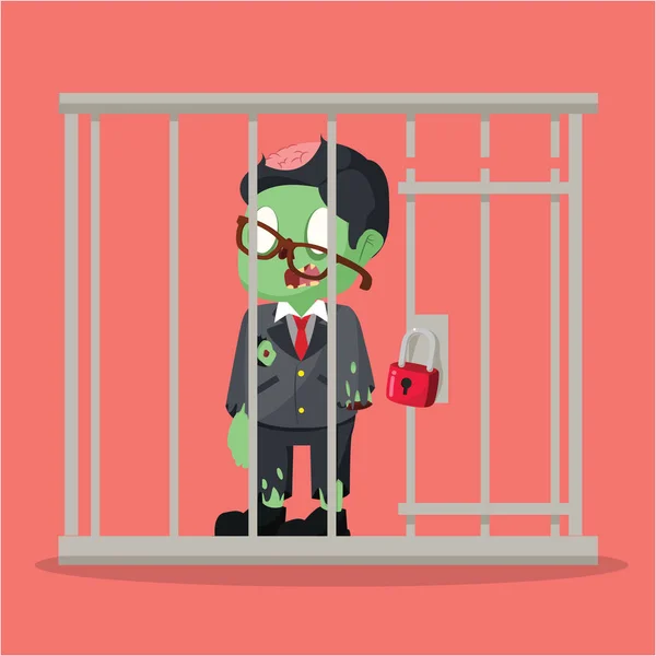 Zombie businessman getting jailed — Stock Vector