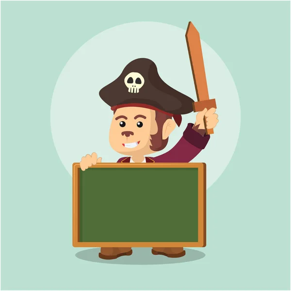Aap piraat bedrijf blackboard — Stockvector