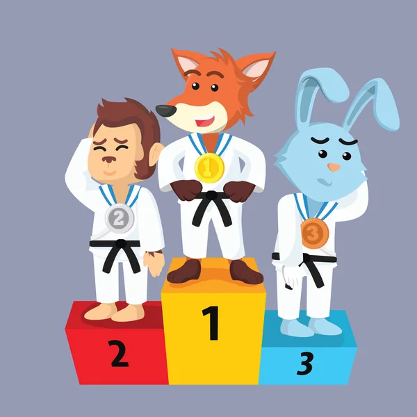 Animal karate podium diseño de ilustración — Archivo Imágenes Vectoriales