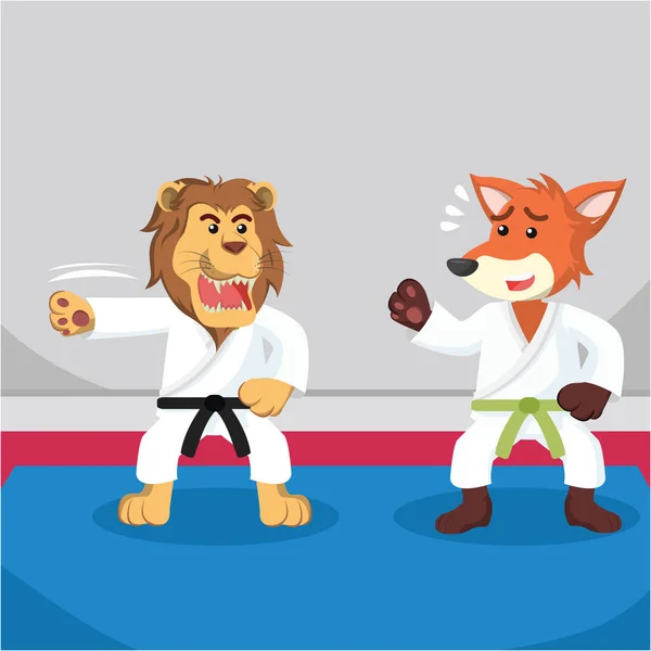 Volpe apprendimento karate illustrazione design — Vettoriale Stock