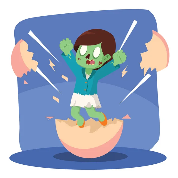 Zombie femme d'affaires éclosion de l'oeuf — Image vectorielle