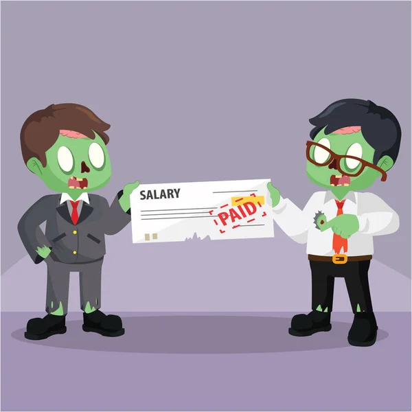 Zombie homme d'affaires être payé par son patron — Image vectorielle